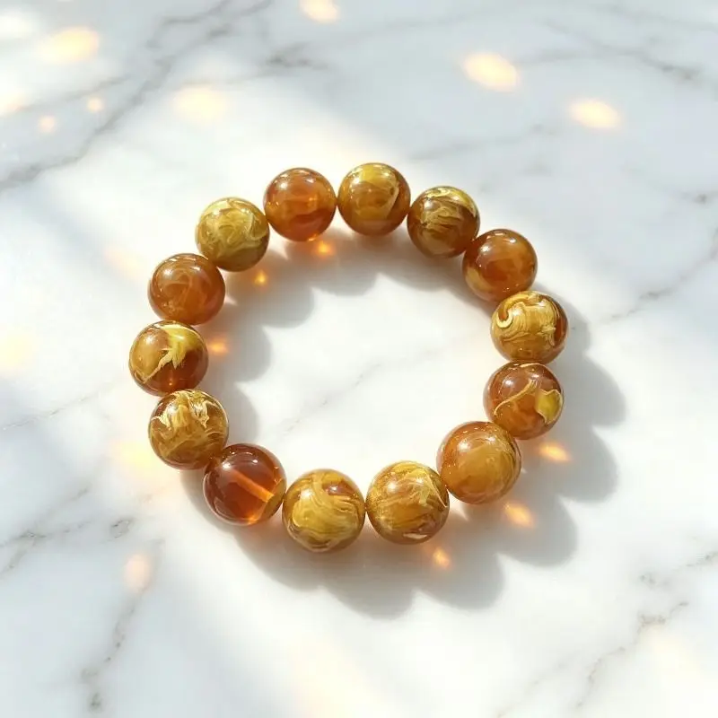 Exquisite and fashionable second-generation beeswax round bead single-circle bracelet, suitable for both men and women, daily