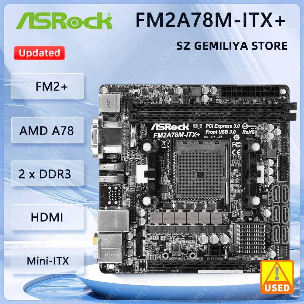 ASROCK FM2A78M-ITX + MINI placas base ITX AMD A78 Socket FM2 FM2 + compatible con A10 8750 A8 AD750 A8 AD650 AD6300 cpu DDR3 32GB