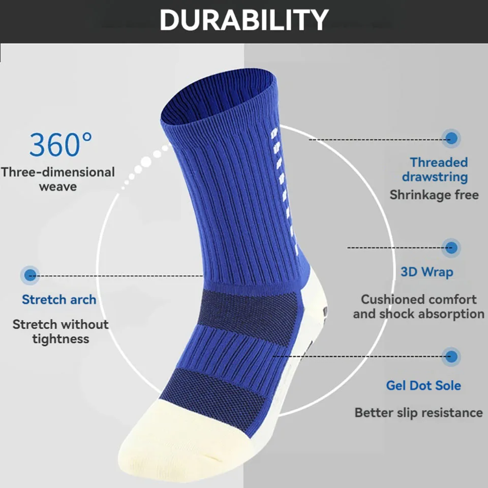 Voetbal Sport Mid Calf Sokken Voetbal Sokken Basketbal Demping Demping Sokken Korrelige Rubberen Handdoek Zool Training Sokken