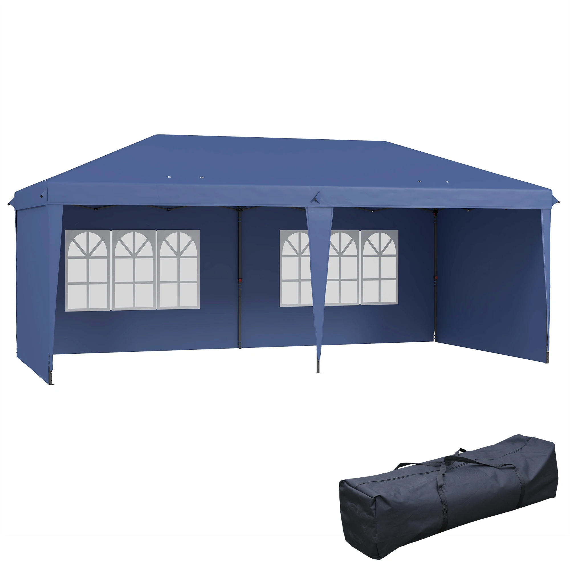 Outsunny opvouwbare tent 6 x 3 m pop-up met 4 verwijderbare zijden tuinpaviljoen met 2 ramen en draagtas