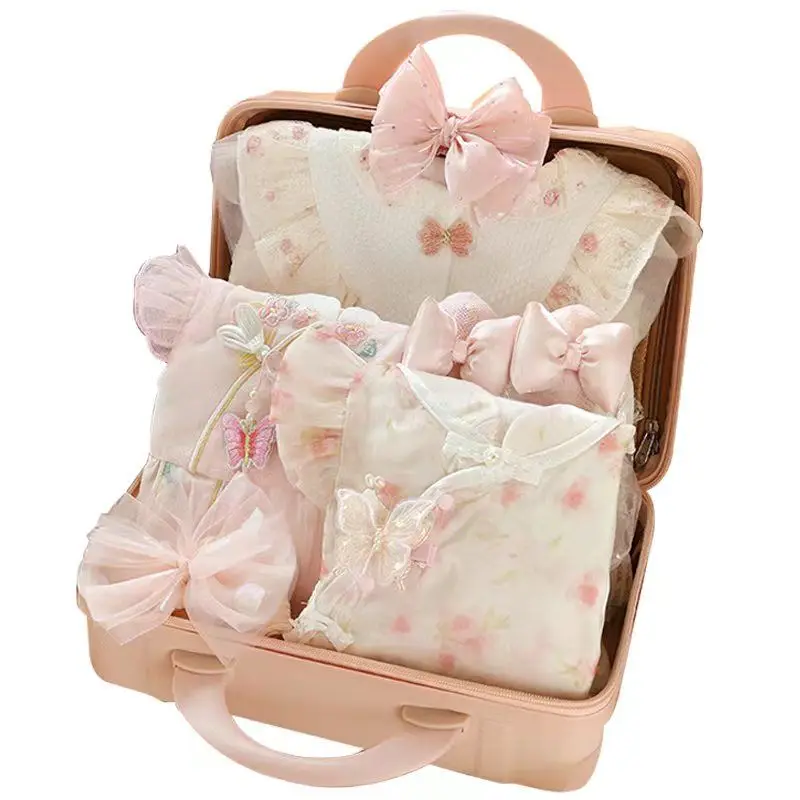 Newborn child meeting etiquette box set baby gift for first month celebration baby born children clothes gift high-end summer