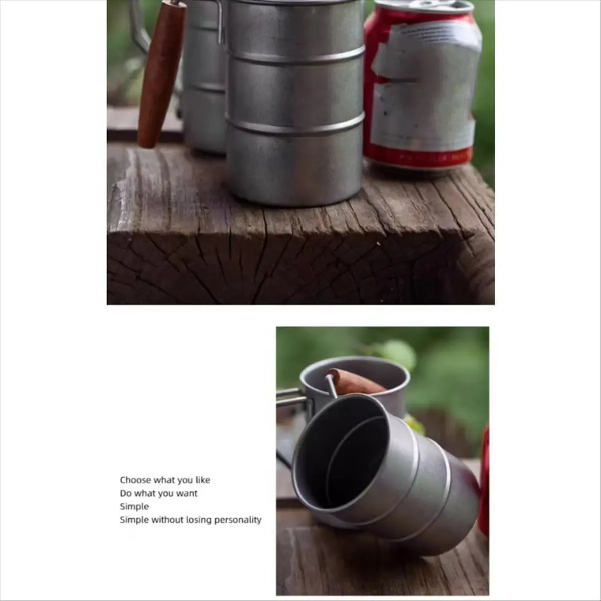 A67T NEW 350ml Stainless Steel Retro Beer Mug Wooden Handle Anti-Fall Camping Mug Outdoor Style Coffee Mug Travel