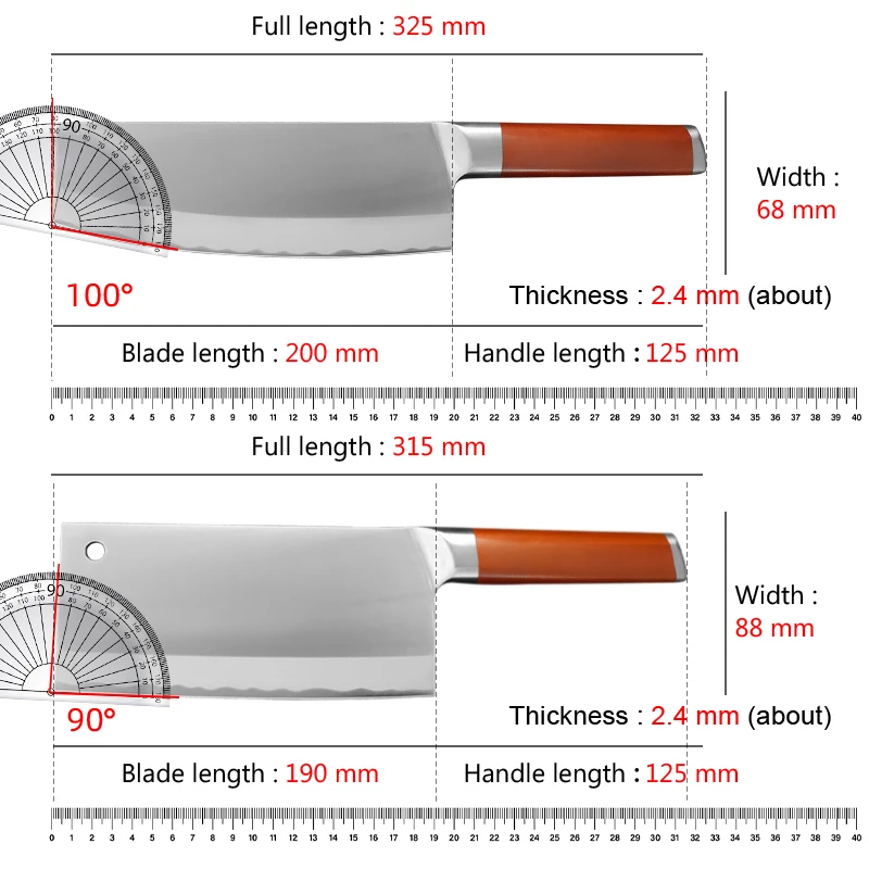 High Quality Kitchen Knife Stainless Steel Chef Slicing Knife Professional Cleaver Meat Vegetables Fruit Cooking Tools