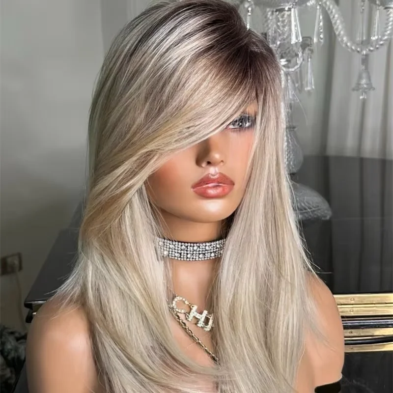 Highlight Blond Natural HD Lace Wig 18Inch Straight for Women Pre-Plucked Transparent Lace Frontal Versatile Hair Wig
