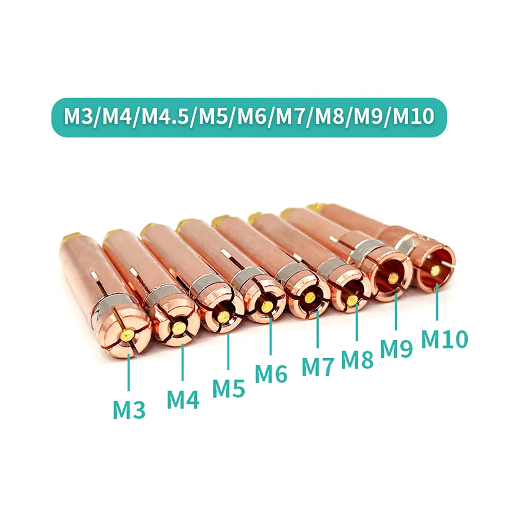 Copper Stud Collet Chuck M3 M4 M5 M6 M8 M10 for Capacitor Discharge CD Stud Welding Gun Welding Torch Stud Welding Machine