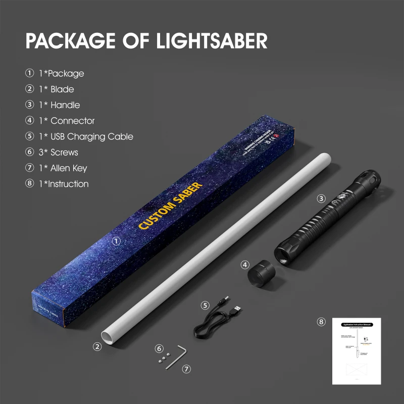 WANARICO RGB Lightsaber With 10 Sets Of Sound Effects Mode FX Duel Lightsaber Aluminum Handle With Tone Color USB Charge Xmas