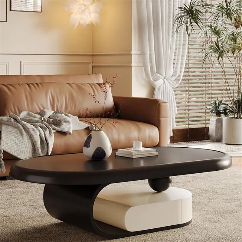 

Light luxury minimalist oval coffee table living room home modern designer high-end cream style coffee table