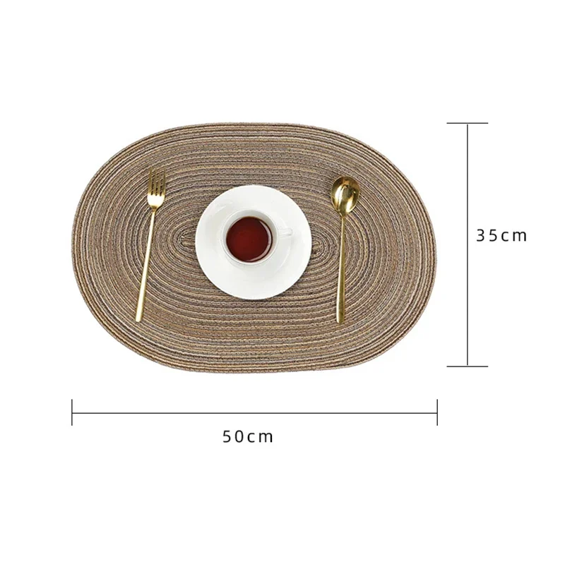 Non-slip Oval Shape Placemats Insulation Coaster Pad Home Hand-woven Decorative Table Mat Dining Plate Mat Desktop Decoration