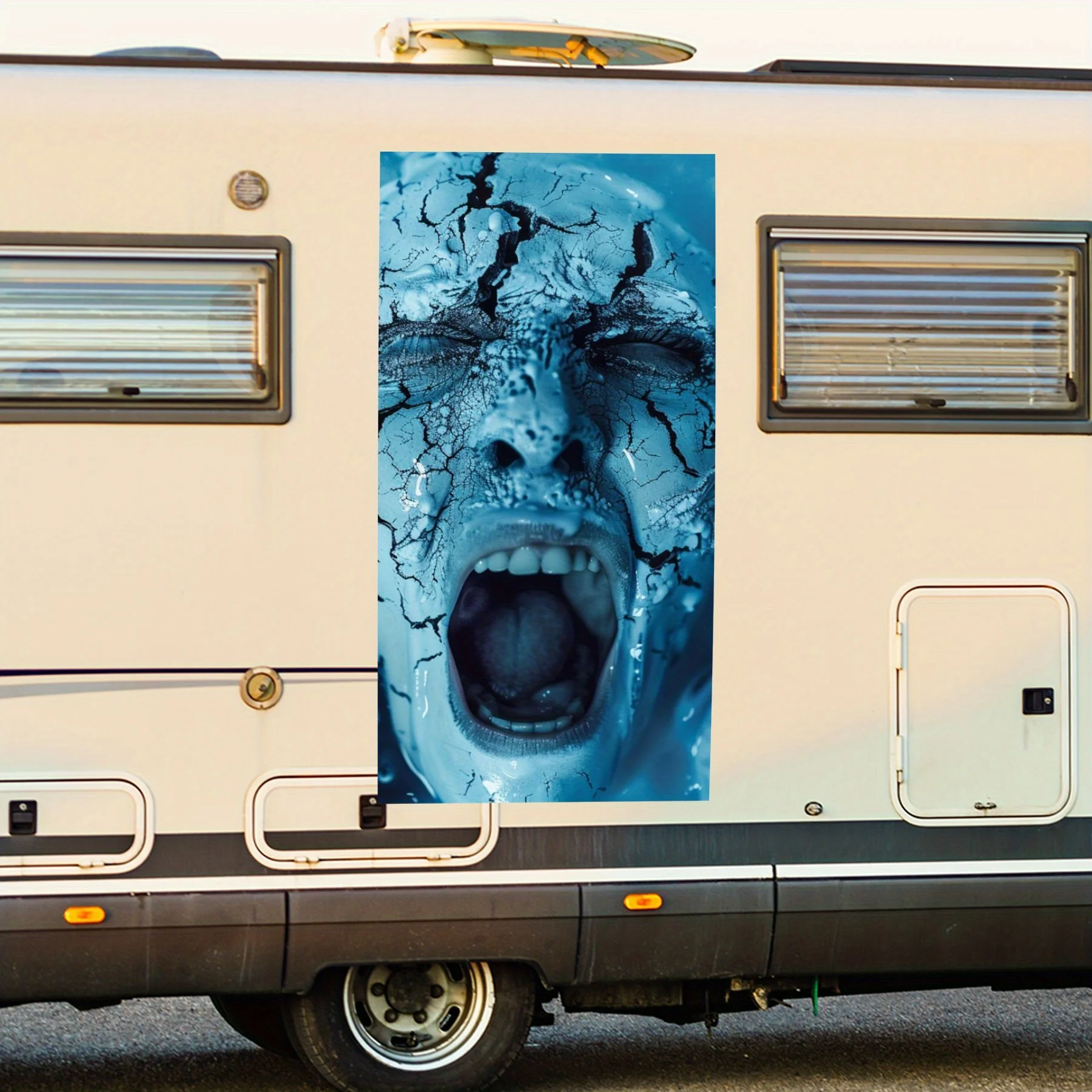 

Виниловая наклейка Icy Horror Creature для двери автомобиля на колесах, водонепроницаемые самоклеящиеся виниловые наклейки, украшение для защиты автомобиля