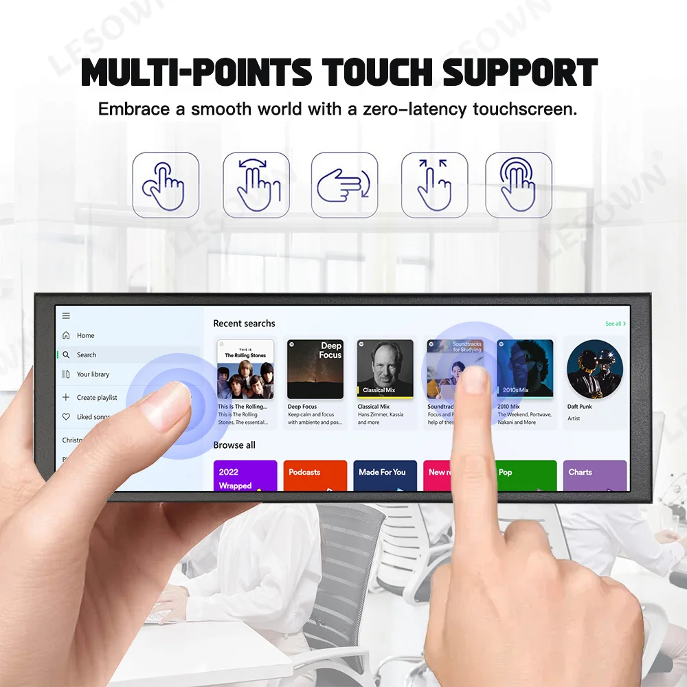 شاشة LESOWN 6.9 7.9 بوصة IPS صغيرة محمولة 400 × 1280 شاشة لمس مساعدة بدون سائق عرض حافة الإعداد لأجهزة الكمبيوتر المحمول PS5