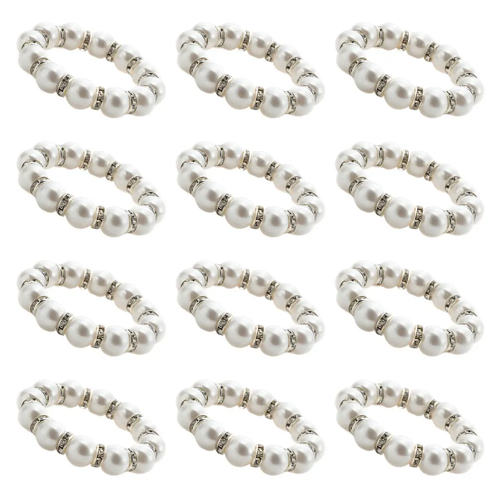 

15Pcs Elegant Imitation Pearl Beaded Napkin Rings Decorative Napkin Buckles Wedding Banquet Party Dinner Table Decor Serviette