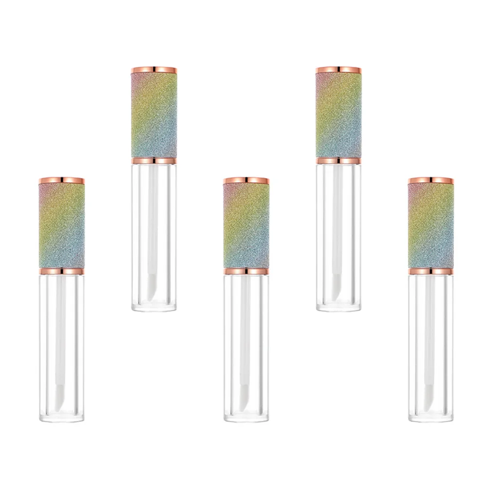 5 pçs elegantes tubos de esmaltes vazios diy recipientes de brilho labial pequenas garrafas recarregáveis artesanato mini tubos de bálsamo labial viagem