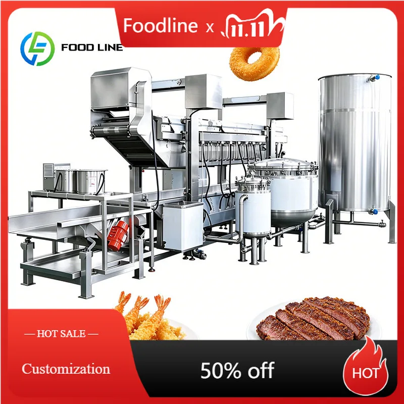 Continuous Frying Machine Automatic Fryer Commercial Deep Fryer Onion Rings Potato Wedges Vegetable Crisps Customized