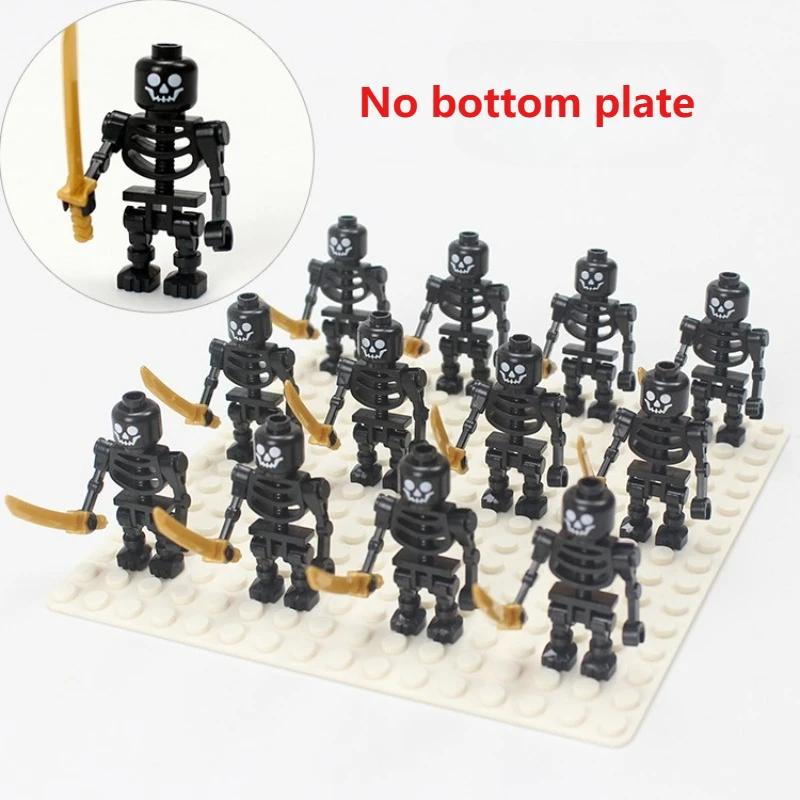 Skelett-Puppenarmee, Skelett-Kriegspferd, Skelett-Trupp mit Waffen, quadratische Bausteine, Geburtstagsgeschenke, Weihnachtsgeschenke.