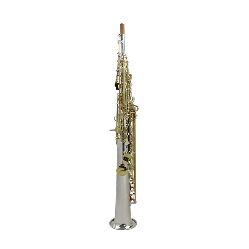 Bb Soprano Saxophone Silver Body Lacquer Keys Handcraft Flowers With Waterproof Case Professional Woodwind Instrument
