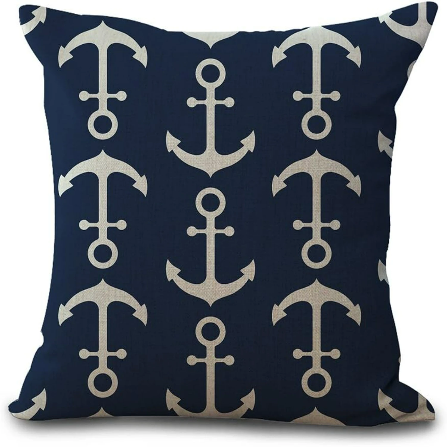 Set of 4 Stunning Nautical Navy Blue Ocean Themed Decorative Cotton Linen Throw Pillow Case Cushion Covers for Couch Sofa Bed -