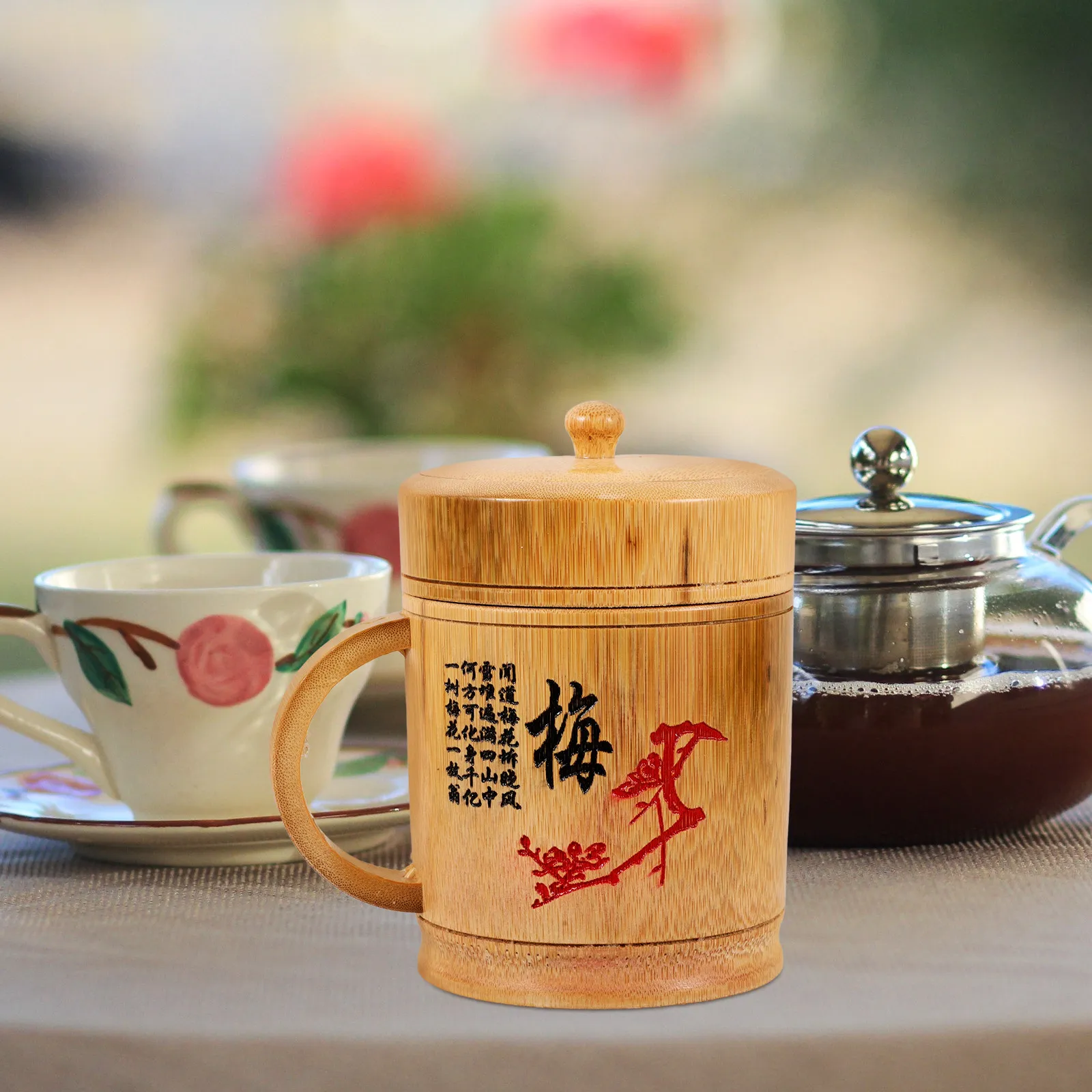 Bamboo Drinking Cup Lightweight Portable Water Mug for Tea Coffee Beverages Moderate Capacity Home Office Kitchen Bamboo Tasting
