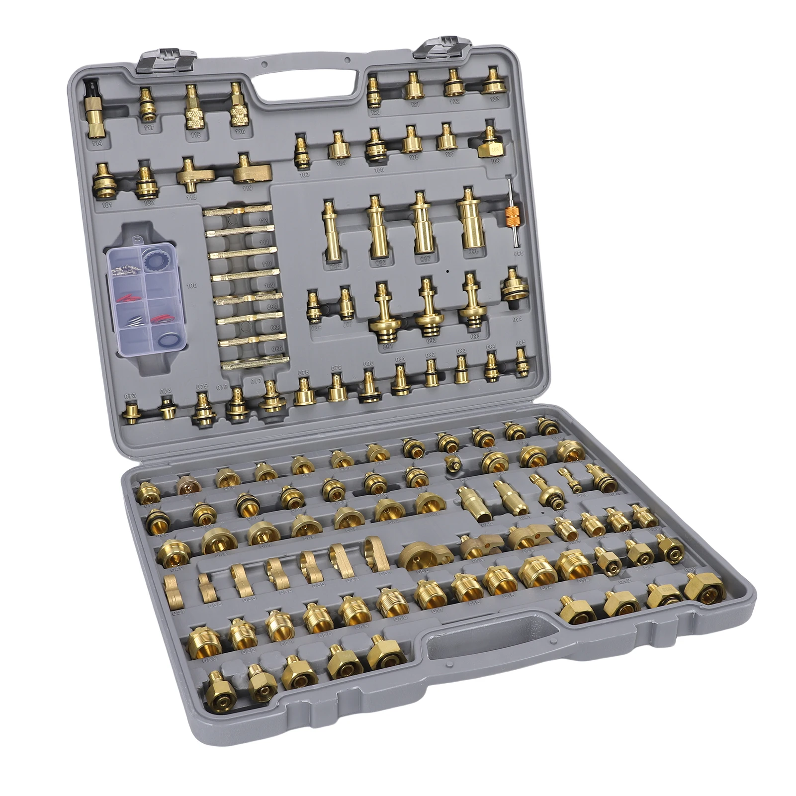 122pcs Automotive AC Leak Test Repair Tool Kit Brass Fittings Car Air Conditioning Leak Detector Tool Set With Storage Box