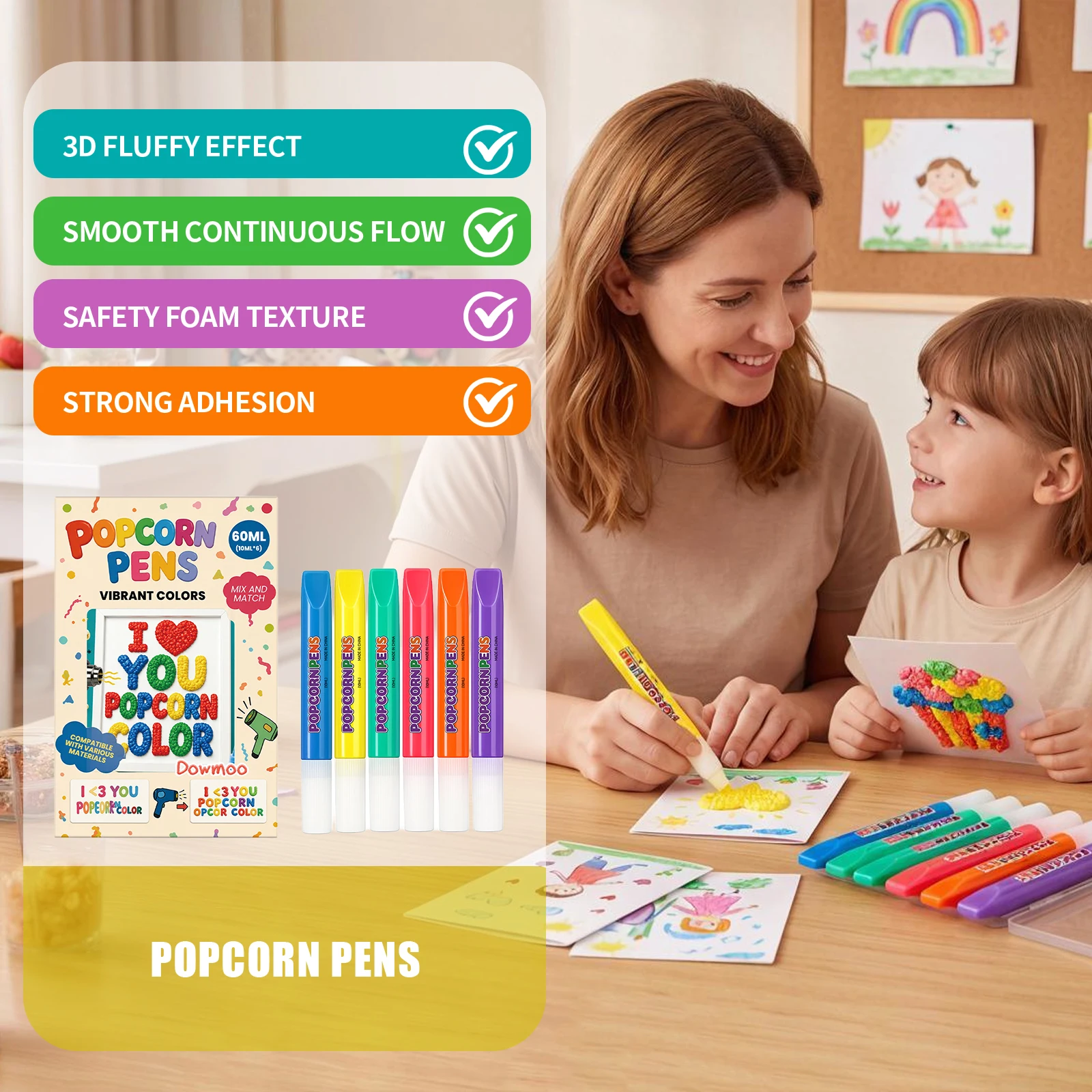Kids Puff Effect Marker Set 6 Colors DIY Hand‑Making Colorful Art Craft Child Entertainment Graffiti Thermal Swell Painting Pens