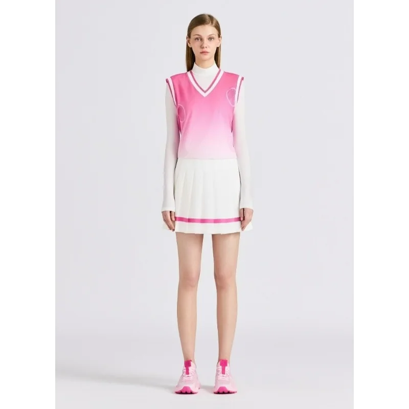 

2026 Summer Youthful Women's Golf Set Printed Sleeveless Top Pleated Skort for Golf Course Set Quick Dry Slim Fit Activewear