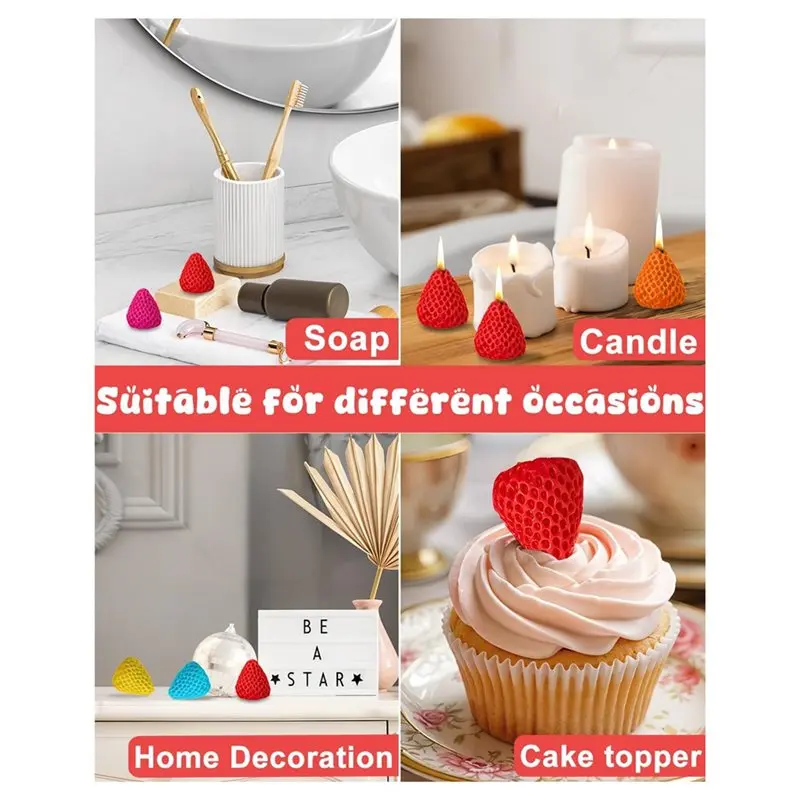 ALIM-6 Cavity 3D Strawberry Chocolate Mold For Fondant, Resin, Cake Topper Cupcake Decorating Tools