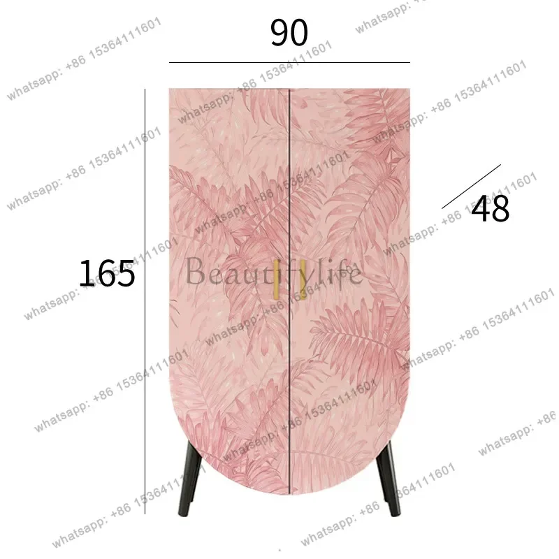 YJ French modern pink creative solid wood wardrobe home bedroom storage cabinet design sense customization installation-free ha