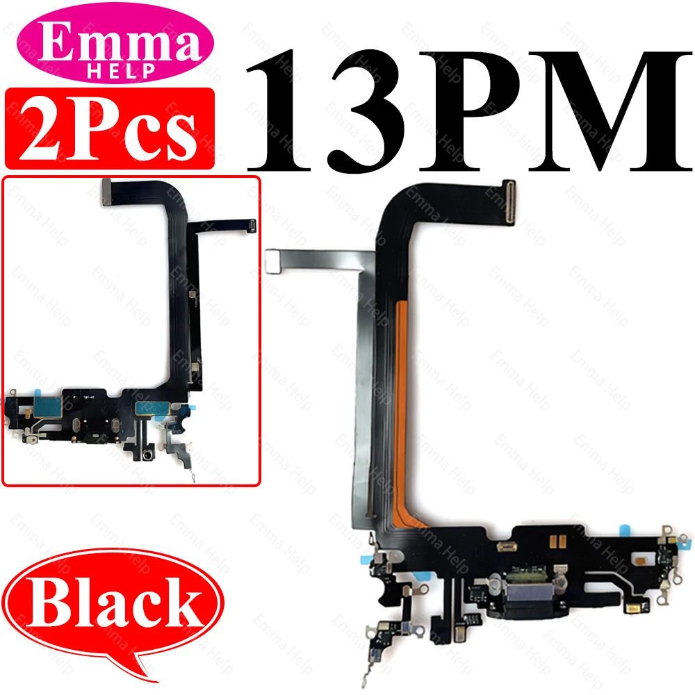 2Pcs USB Charging Port Flex Cable for iPhone XS Max XR X 11 Pro Max 12 12 Mini 13 Dock Connector Mic Board Replacement