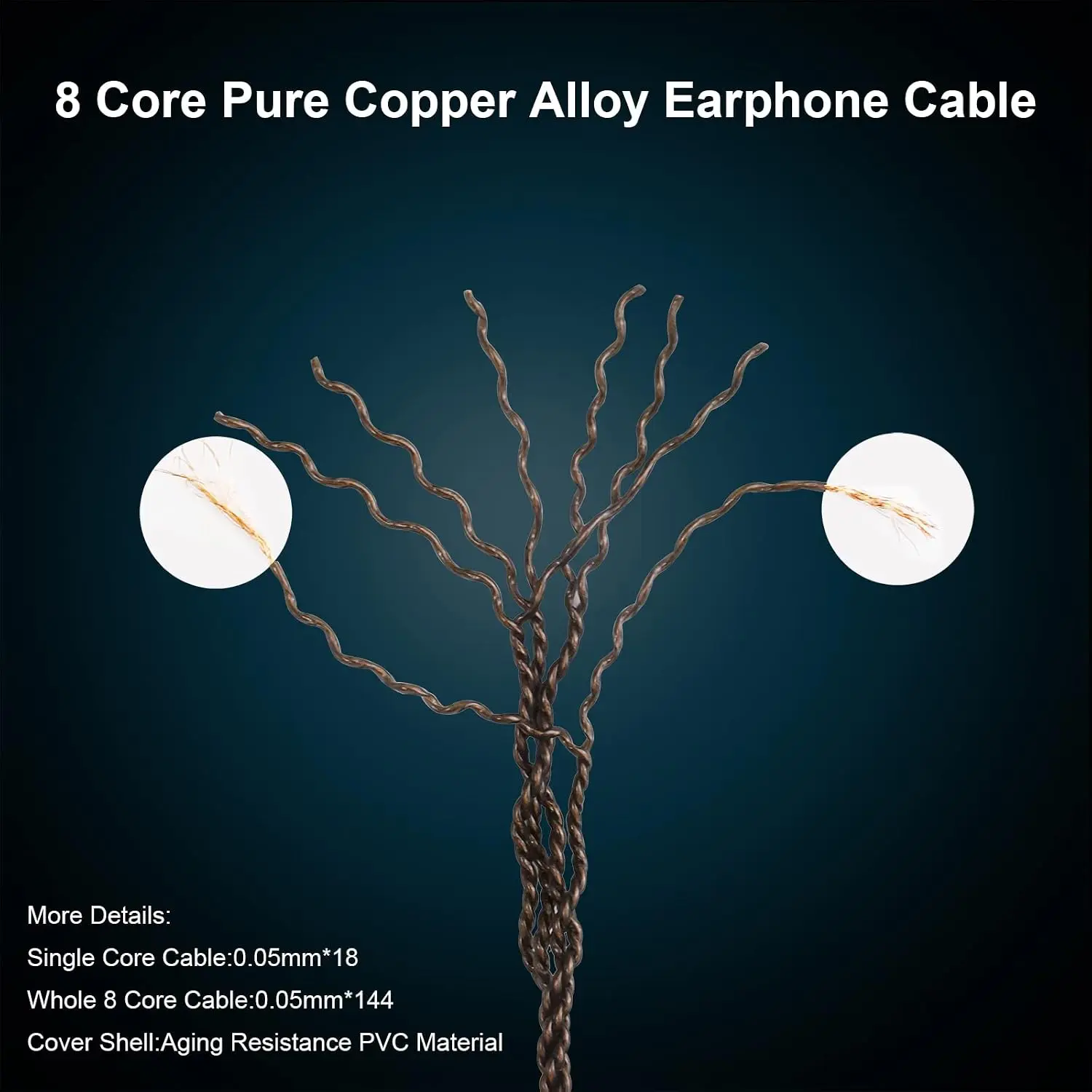 OKCSC 0.78mm 2‑Pin Upgrade Replacement Silver‑Plated IEM Cable 8‑Core OFC Audio Cord 4FT Length 3.5mm Plug for KZ ED16 ZSA ES4 ZSR ZST ZS10 ZS5 ZS6 view 4