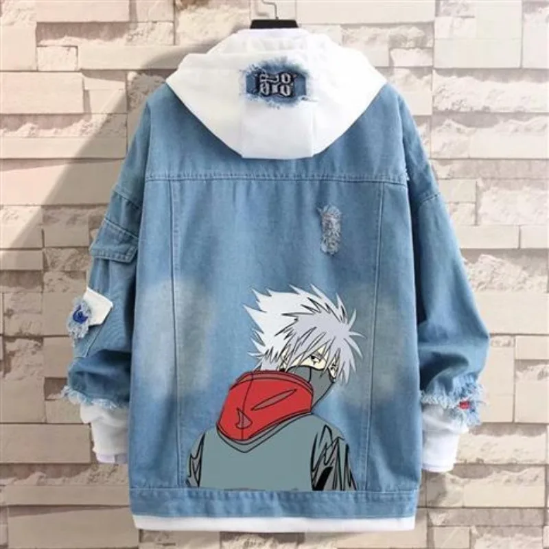 اليابانية ناروتو ساسوكي أنيمي الطرفية جديد 2025 الدنيم سترة الذكور الخريف في سن المراهقة طالب وهمية قطعتين سترة علوية هدية عيد #3