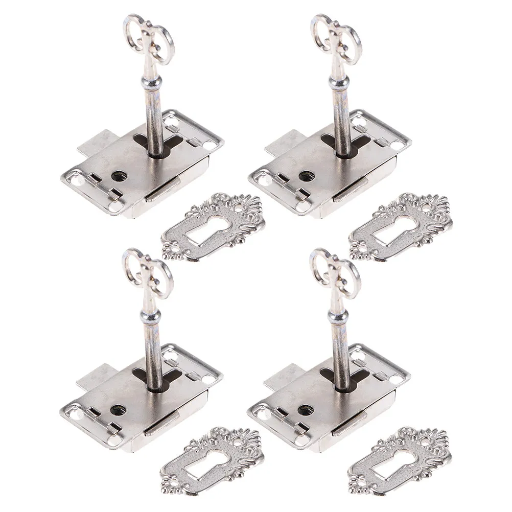 4Sets Metal Jewelry Vintage Style Cabinet Latches Corrosion Resistant Rust Proof for Wooden Case Cupboard Decor