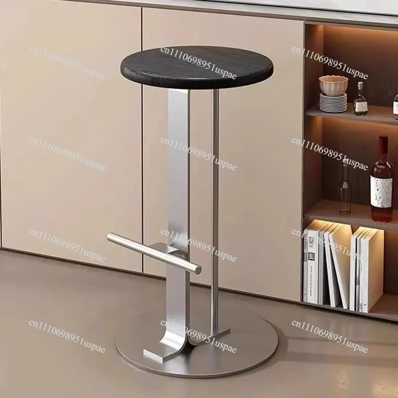 For Scandinavian Bar Stools, Solid Wood & Iron Height-Adjustable, Wide Base Counter Seats, Bistro-Grade Home Bar Furniture