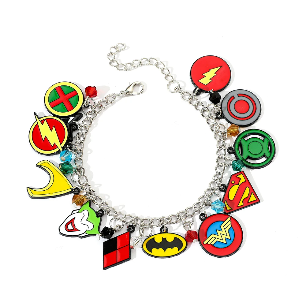 Klassische beliebte Superhelden-Filmfigur Batman Superman The Flash Armband Green Lantern Martian Manhunter Anhänger Zubehör