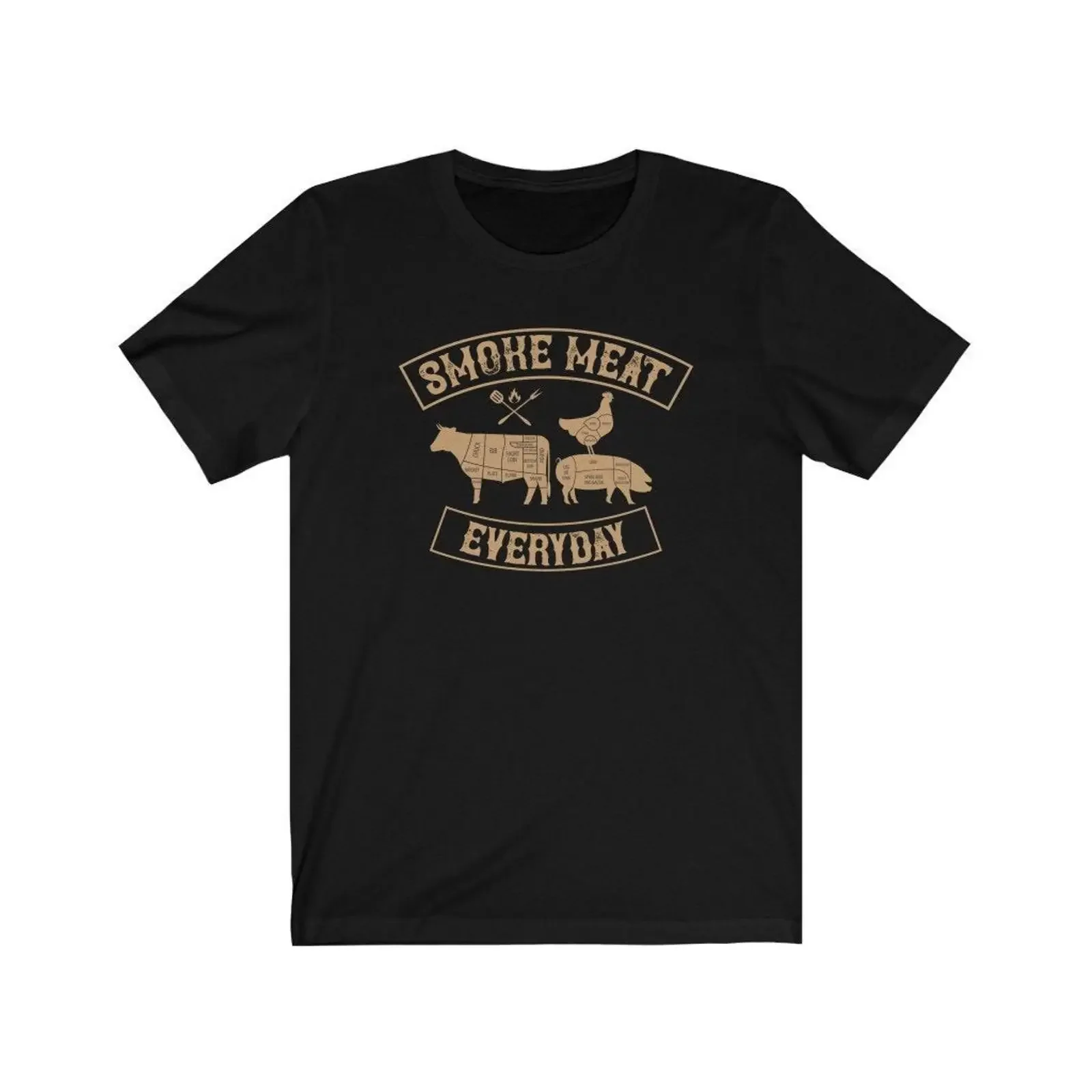 Smoke Meat Everyday BBQ T Shirt Butcher Grill Masters Fathers for Barbecue Smoking Lover Casual vintage Washed streetwear