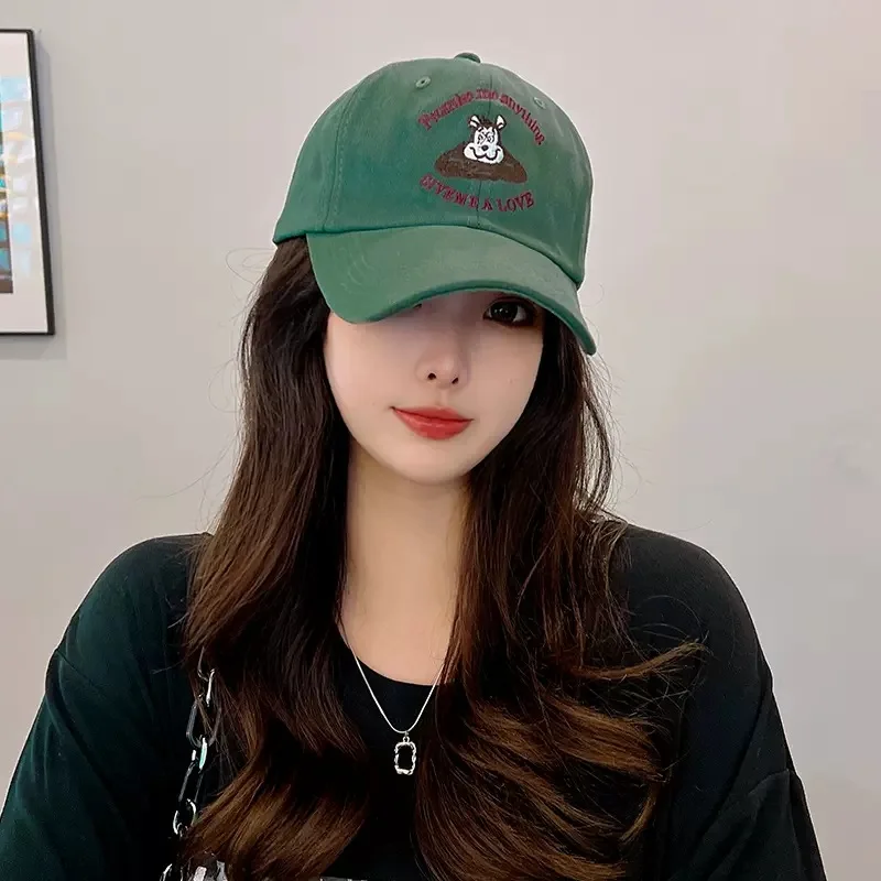 Letter cartoon bear embroidered baseball hat female spring and autumn Korean version 2024 new fashion cap male