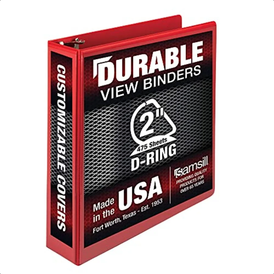 

Прочная 2-дюймовая 3-кольцевая папка, сделанная в США, D-кольцевая папка FSC 100, переработанная ДСП, красный