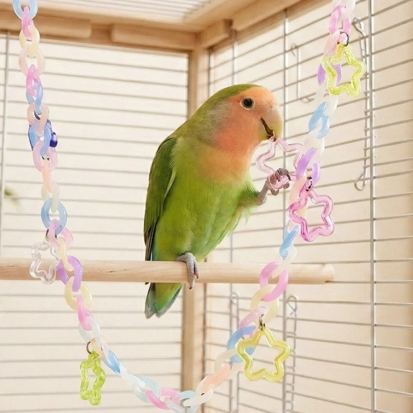 

Hanging Avian Enclosure Toys Long-Lasting Avian Chewing Toy Chain Parrot Perch Chain Multi-Functional Pet Accessory Colorful