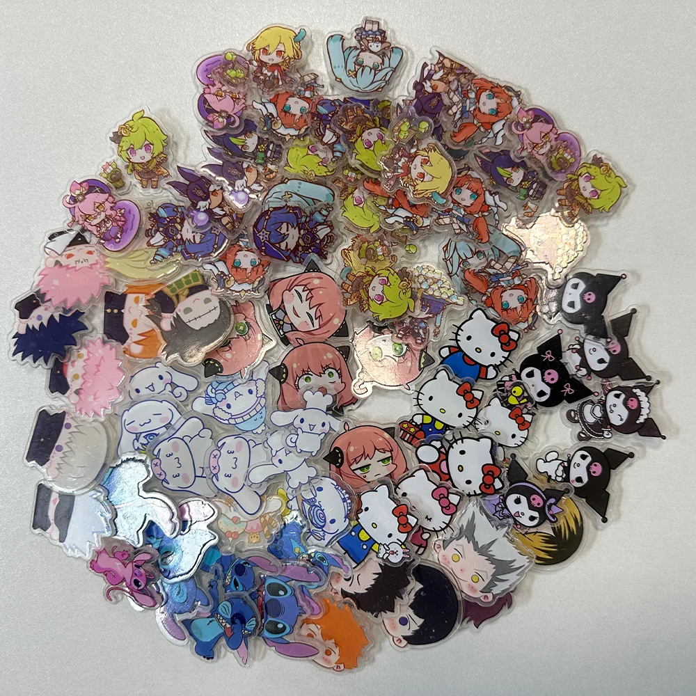 10 Pcs Various Anime Brooch Pins Disney Hello Kitty Kuromi Cinnamoroll Stitch Genshin Impact Jujutsu Kaisen Demon Slayer Agna