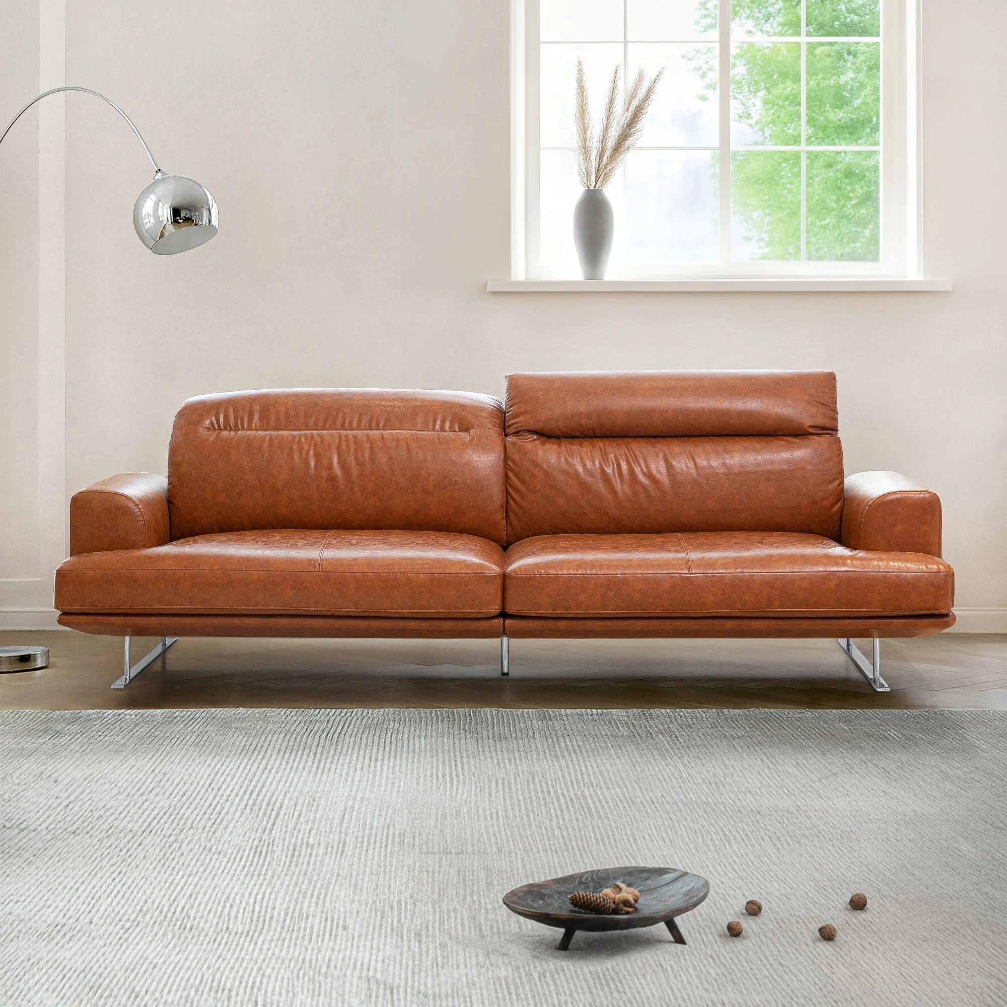 # Italian Modern Luxury Retro Brown Oil Leather 3-seater Living Room Sofa Set Modular Adjustable Villa Hotel Leisure Sof