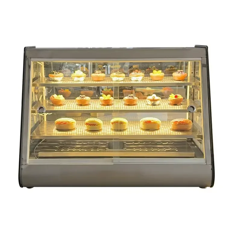 Insulated Tabletop Display Cabinet Long-Lasting Insulation Multi-Level Adjustable Shelves for Pizza Egg Tart Chestnut