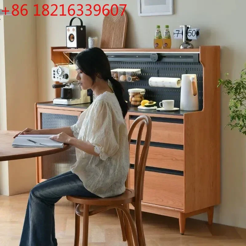 YAONordic Solid Wood Dining Sideboard Wall Mounted Wine Cabinet Integrated Tea Storage Multi Functional Kitchen Cupboard