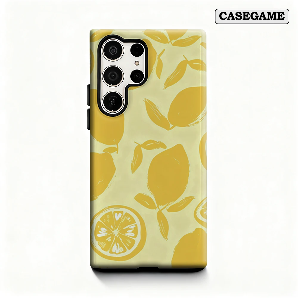 حافظة هاتف Sunny Lemon لهاتف Samsung Galaxy S25 Ultra S24 S23 Ultra Plus غطاء خلفي بطبقة مزدوجة مقاوم للصدمات