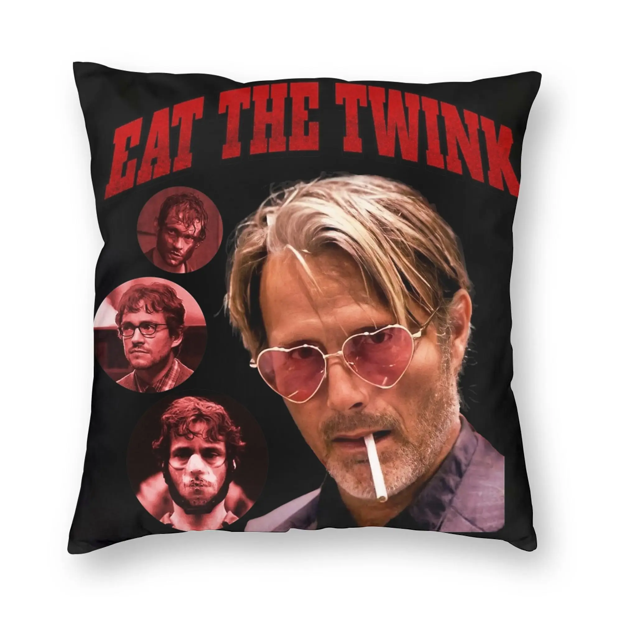 EAT THE TWINK Hannibal  Pillowcase Printing Fabric Cushion Cover Decorations Mads Mikkelsen Pillow Case Cover Home Square 45X45