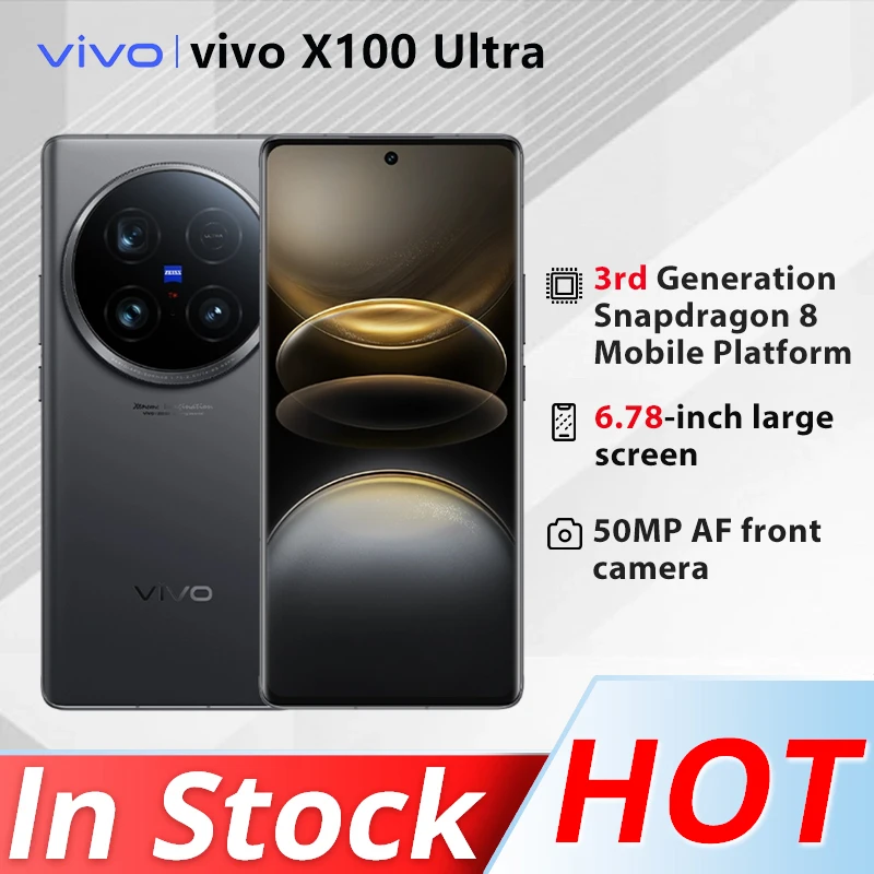 VIVO X100 울트라 5G 스마트폰, 스냅드래곤 8 세대 3 4nm 6.78 인치 AMOLED 120Hz 화면, 5500mAh 배터리, 80W 슈퍼차지 50MP 카메라, IP68