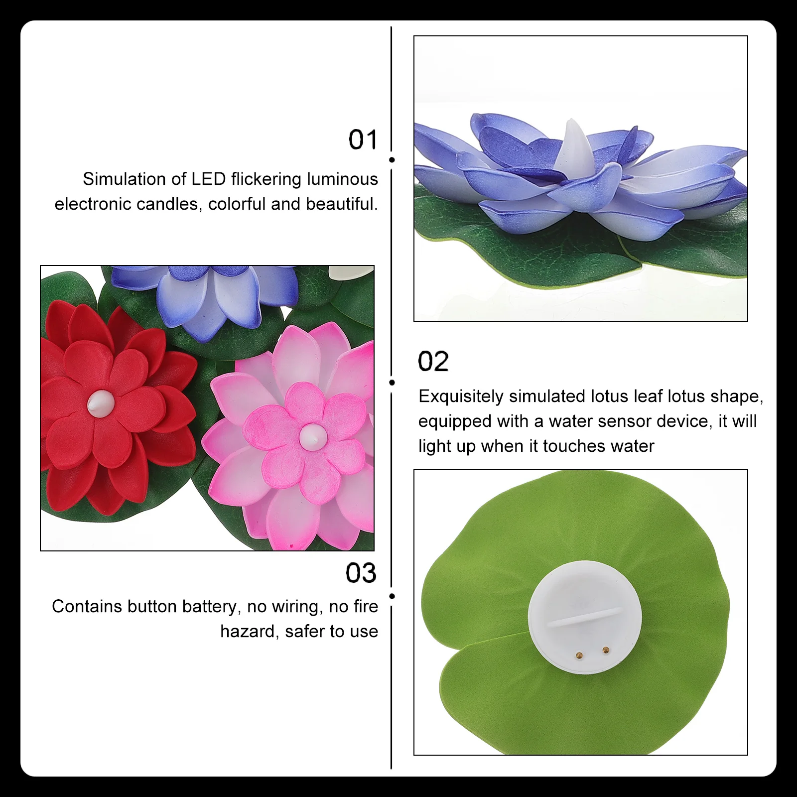 

6 Pcs Waterproof LED Lotus Light Floating Lights Pool for Lighting Pond Pools Lamp