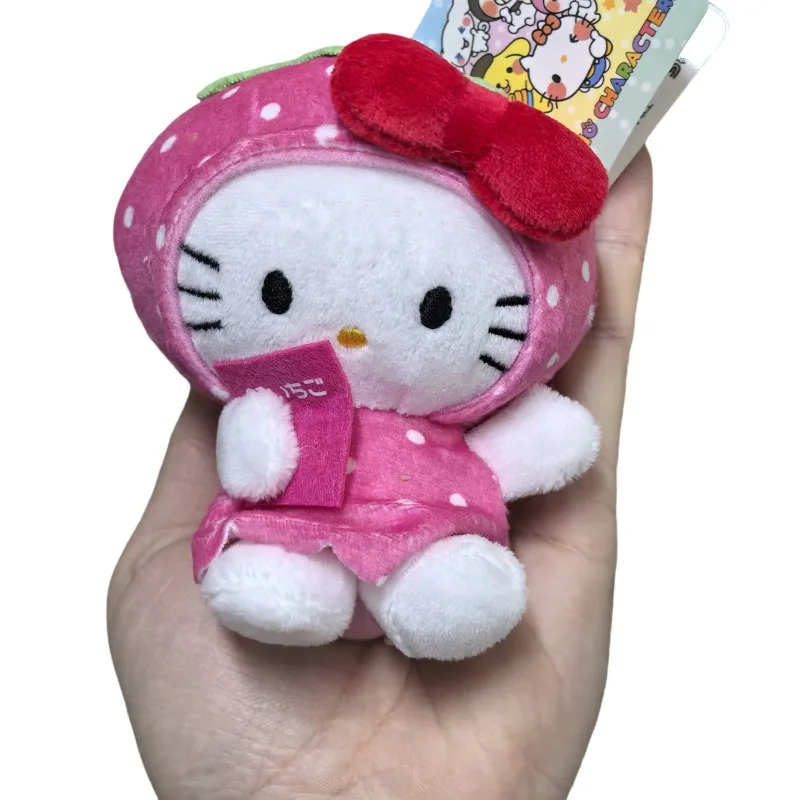 Sanrio cartoon hello kitty morango série chaveiro de pelúcia pingente mochila diária decoração de moda personalizada