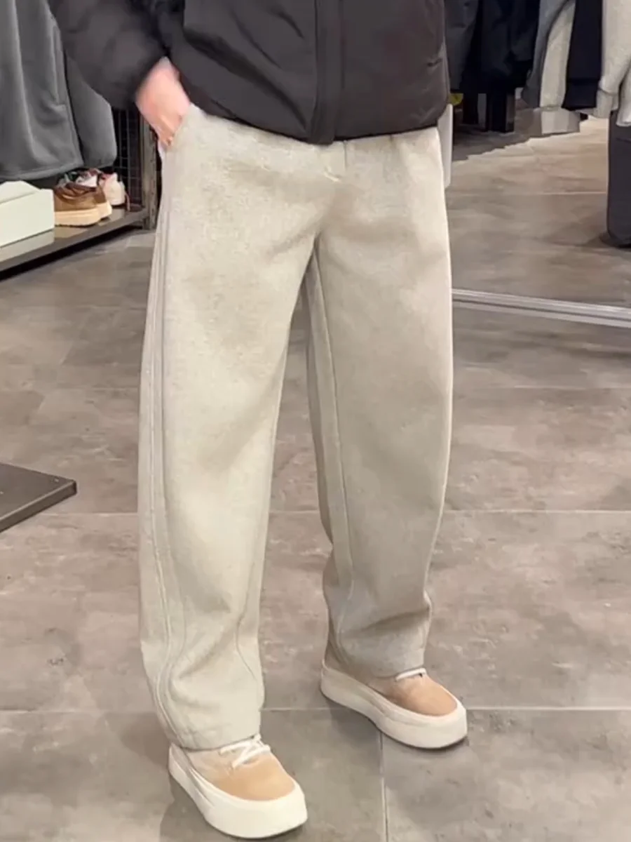 

Мужские зимние повседневные брюки с подкладкой Fce, эластичные шнурки, универсальные свободные длинные брюки, простые D...