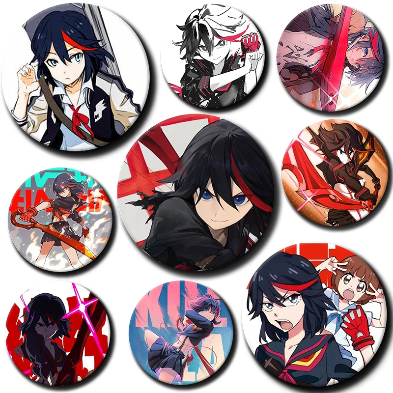 58mm Anime K-Kill La Kill Lapel Pins Matoi Ryuuko Comic Brooches for Backpack Decoration Cartoon