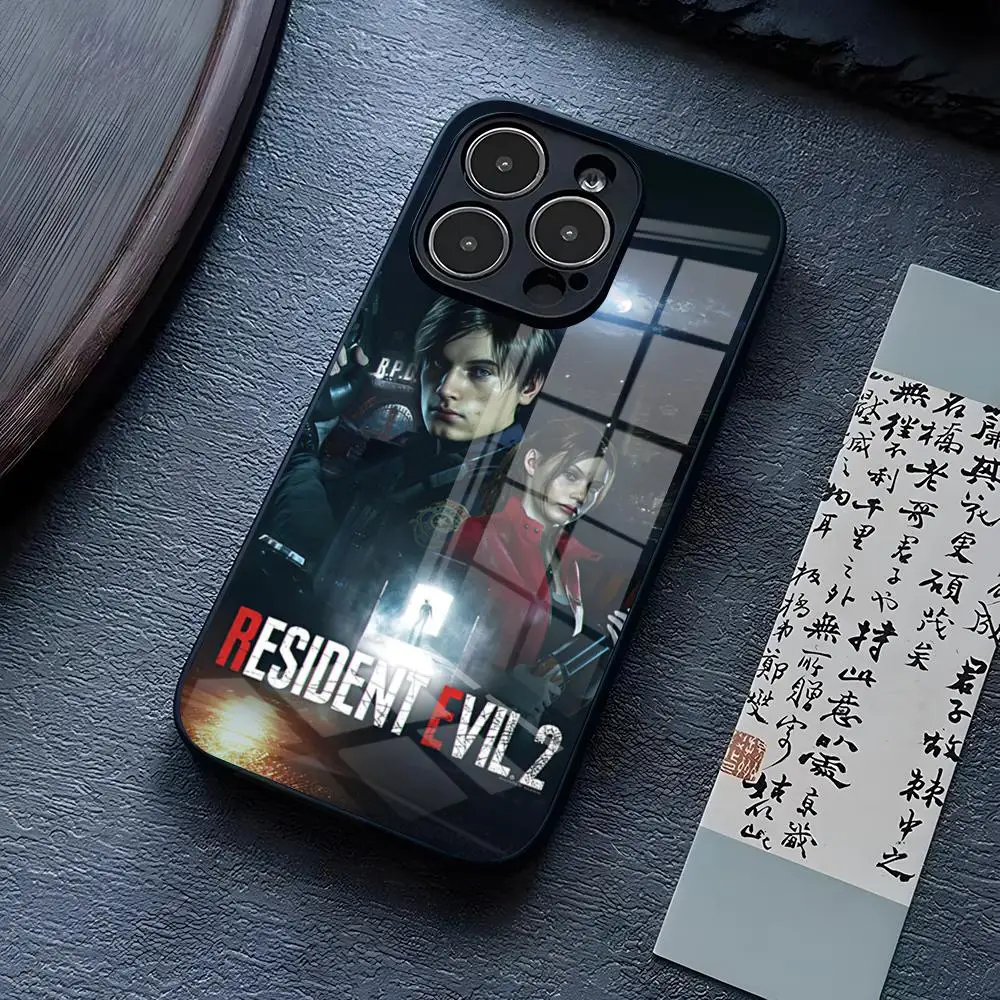 RESIDENT-EVILS Phone Case For IPhone 15 Pro Max 14 Pro 12 11 13 Mini X XR XS 16 Plus SE Tempered Glass Back Cover