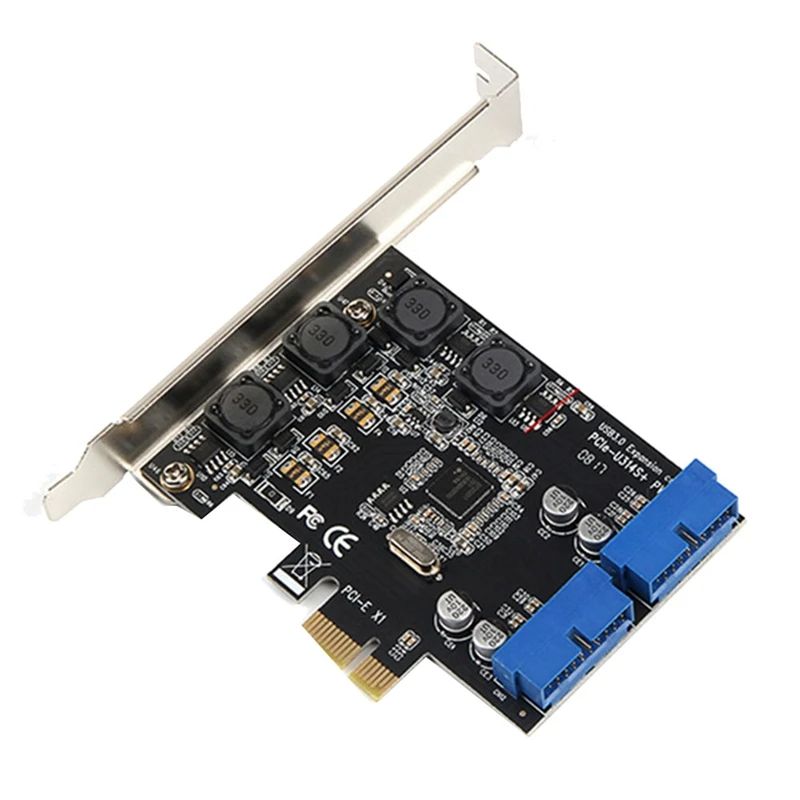 PCIE To Dual 2 Ports Expansion Card 19PIN USB 3.0 Card PCI-E To PCI 20Pin Male Ports Adapter Extender Card For Desktop