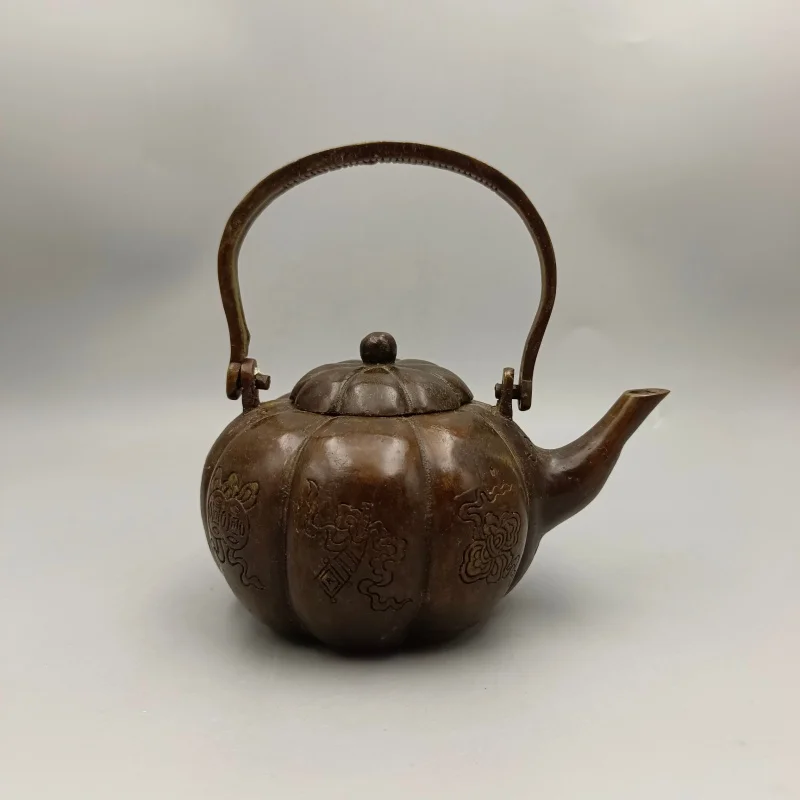 

Guyunzhai Antique Collection Ornaments Eight Treasures Pumpkin Beam Copper Wine Pot Home Decoration Crafts Wholes